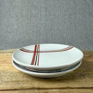 Hearth and Hand nwt Stoneware appetizer plates, plaid stripes, set of 2